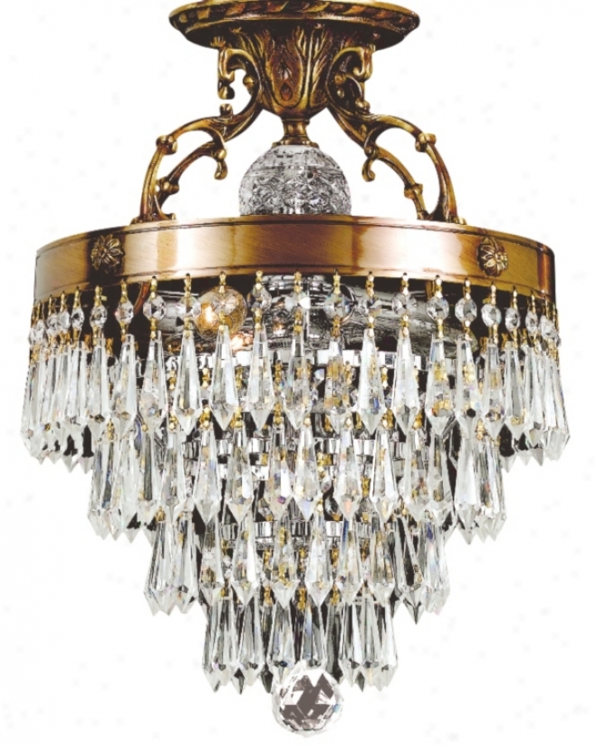 Traditional Crystal Ad Brass 12" Remote Ceiling Light Fixture (78683)