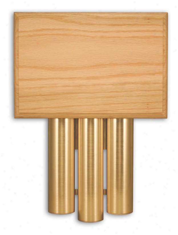 Traditional Golden Oak Satin Brass Tube Door Chime (k6213)