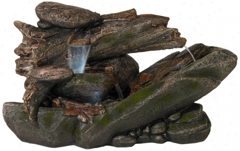 Tree Trunk And Rock Led Fountain (r6067)