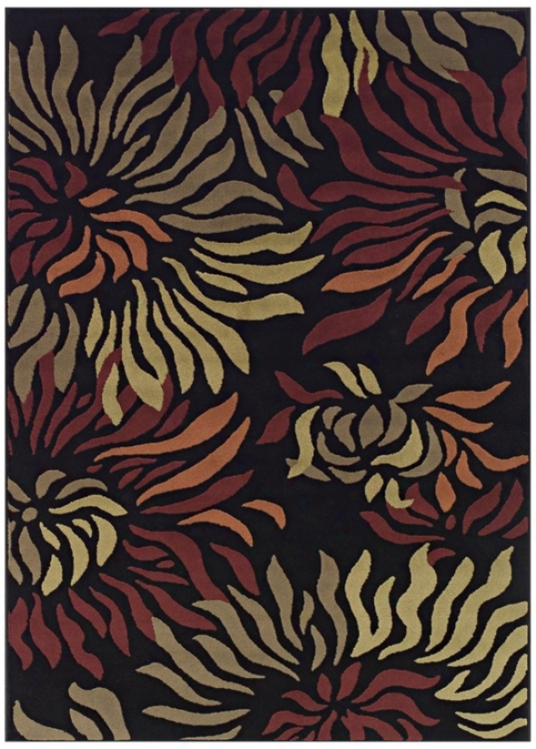 Tremont Collection Rippling Petals Black 8x10 Area Rug (n4343)