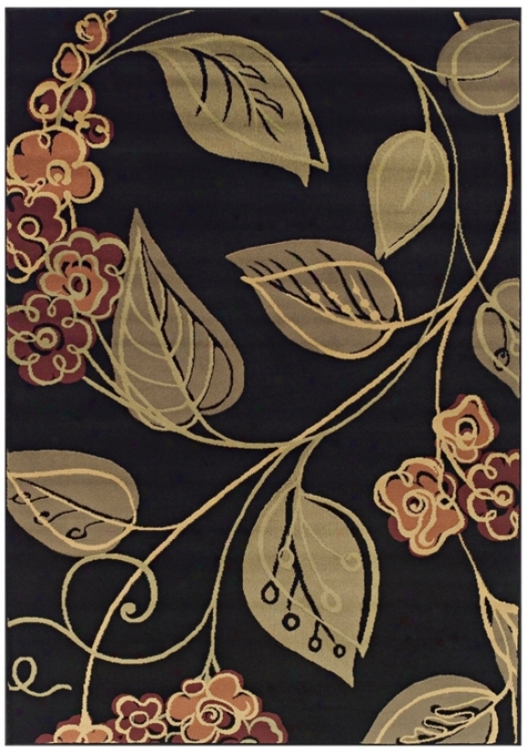 Tremont Ckllection Swerve Floral Black 8x10 Area Rug (n0774)