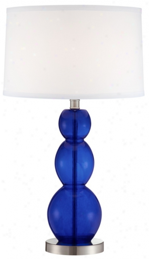 Triple Gourd Cobalt Blue Glass Table Lamp (t9867)