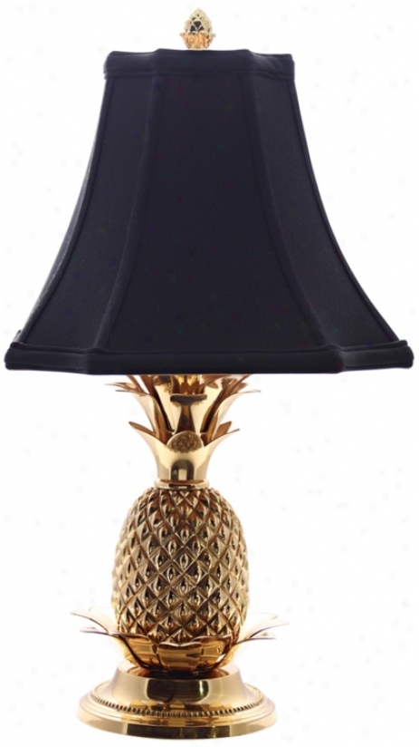Tropical Brass Black Shade Pineapple Table Lamp (j8858)