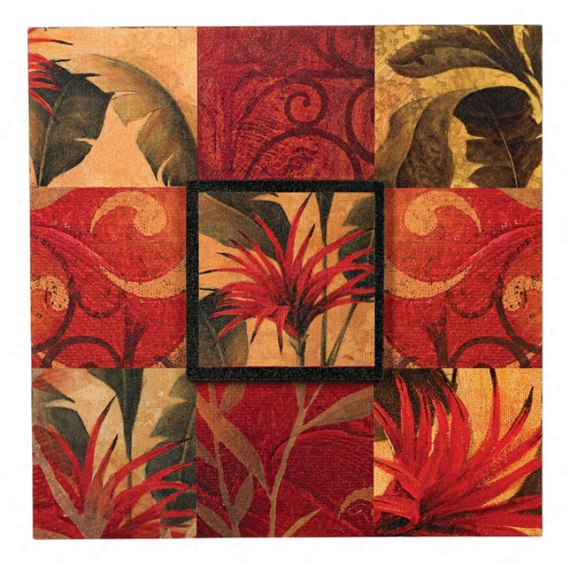 Tropical Floral Collage I 20" Square Wall Art (k0351)