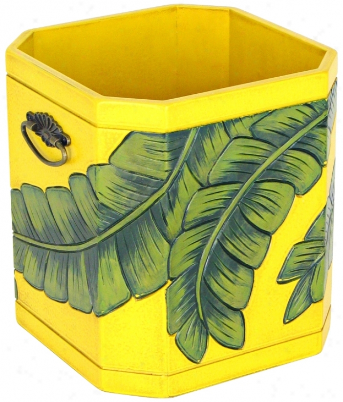 Trooical Fronds Carved Storage Tub (h5511)