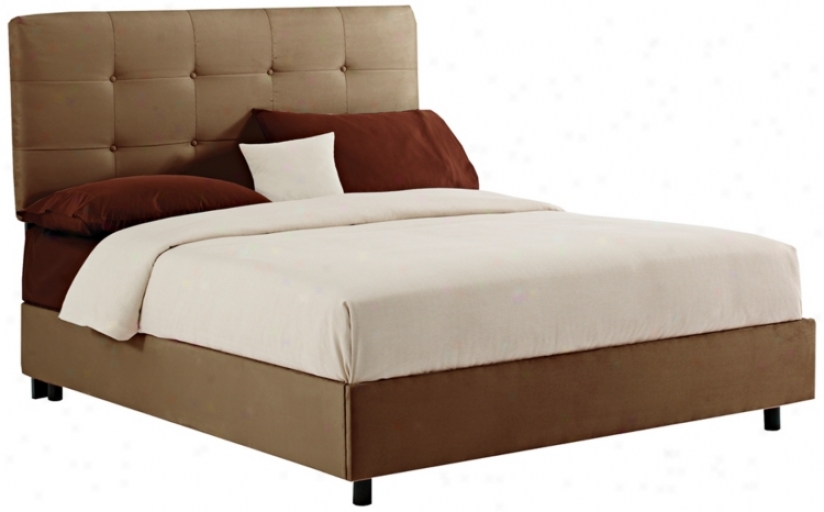 Tufted Bed In Microsuede Khaki (queen) (n6203)