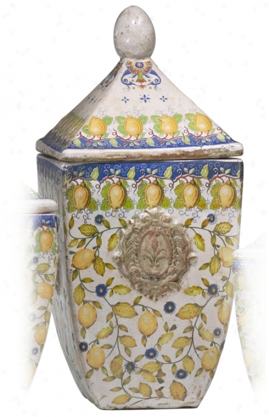 Tuscan Language of Italy Large Ceramic Biscotti Container (r0259)