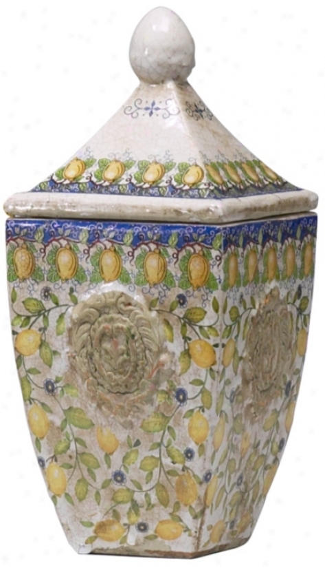 Tuscan Italian Small Ceramic Biscotti Container (r0257)