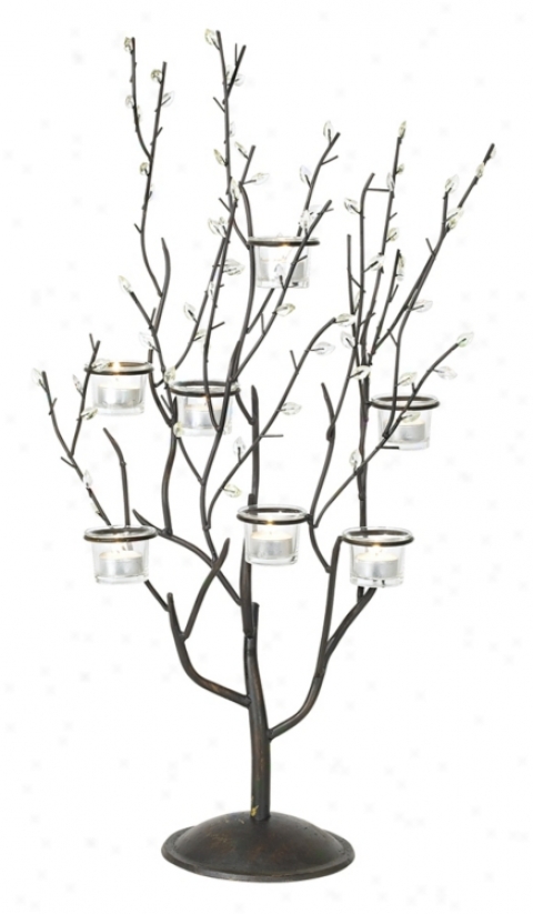 Twig And Leaf Votive Candelabra Candle Holder (66405)