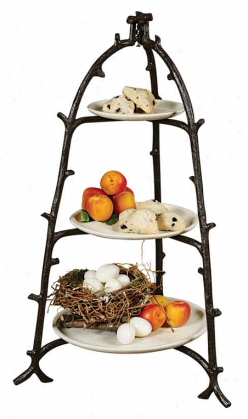 Twig Hand-cra fted 3-tier Server (j5652)