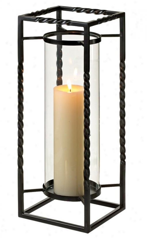 Twisted Frame Black Iron 17 1/4" High Candle Lantern (p4984)