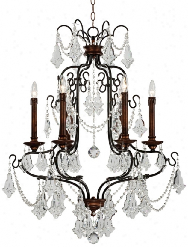 Two-tone Bronez And Gold 30" Spacious Crystal Chandelier (p4404)