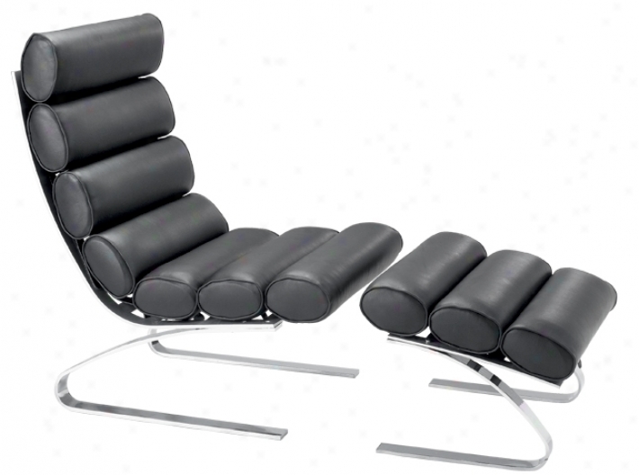 Unify Black Ottoman And Chaise Chair (07135)