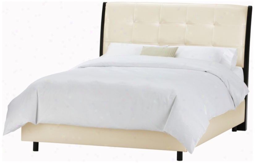 Upholstred Headboard Bone Vinyl Bed (california King) (p2480)