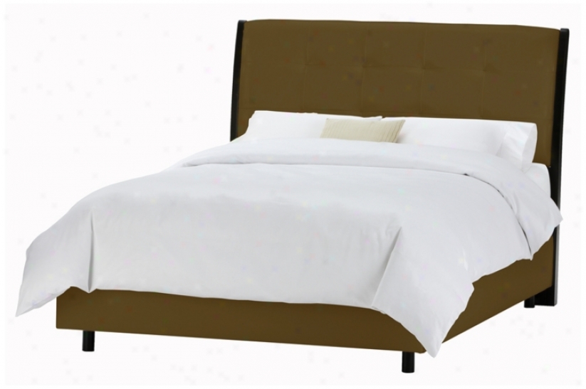 Upholstered Headboard Chocolate Microsuede Bed (king) (p2913)