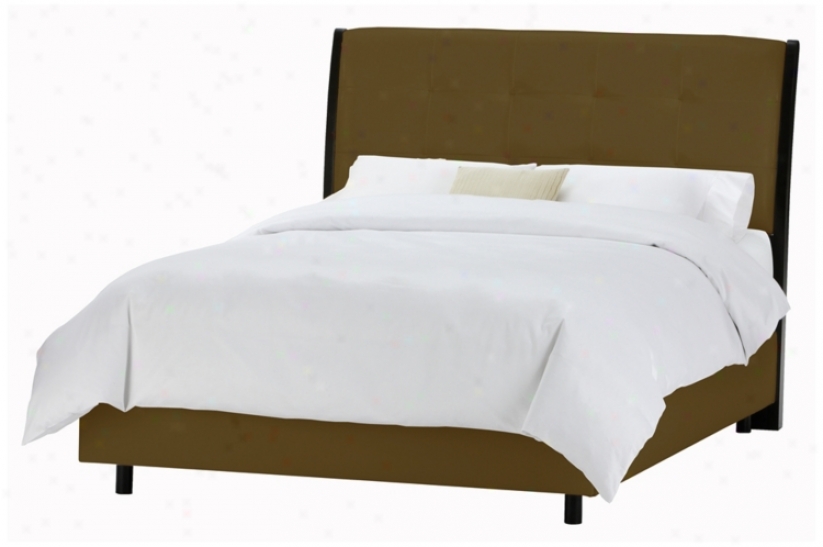 Upholstered Headboard Chocolate Microsuede Bed (queen) (p2912)