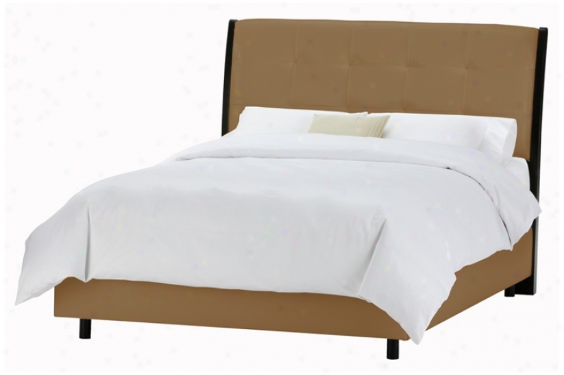 Upholstered Headboard Khaki Microsuede Bed (Loud) (p2939)