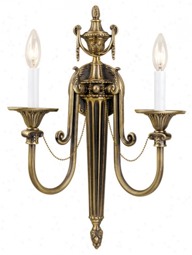 Urn And Leaf Brass 20 1/2" High Two Light Sconce (04415)