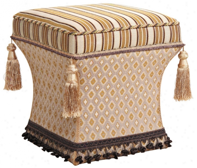 Valenciaga Stripes And Tassels Pedestal Ottoman (u0751)