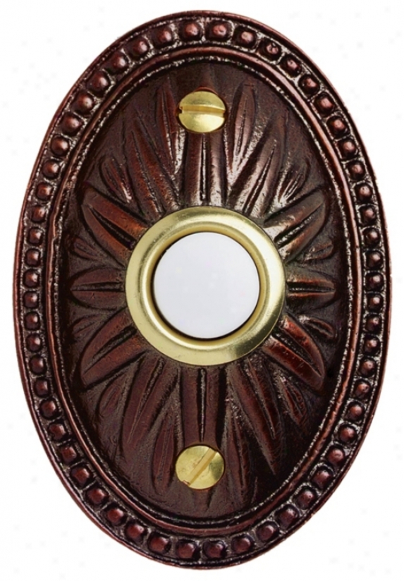 Venetian Bronze Sunburst Oval Lighted Doorbell Button (k6268)