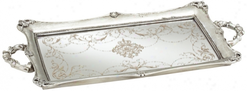 Victoria Large 22 1/2" Wide Silver Mirrored Tray (u4229)