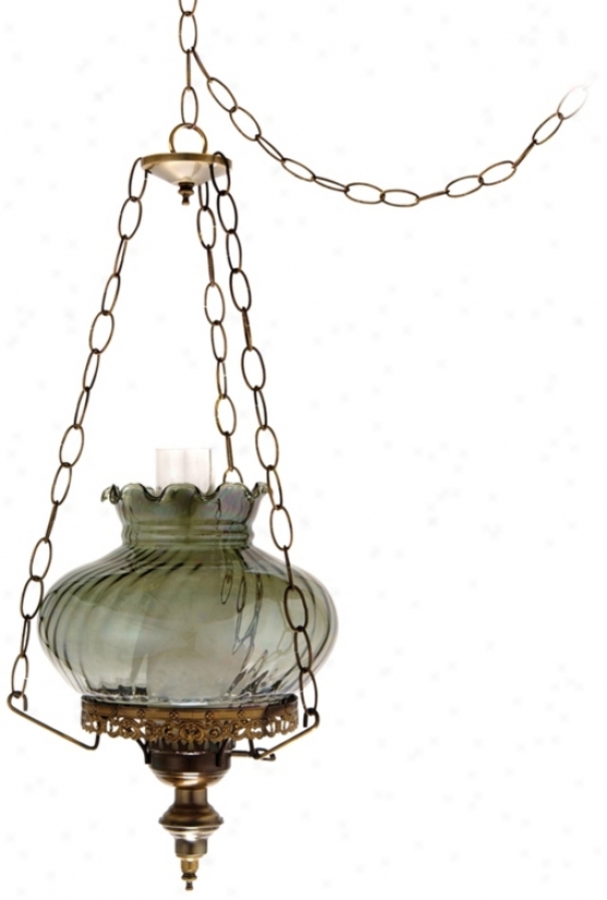 Victorian Swirled Glass 13" Wide Plug-in Swag Chandelier (j7142)