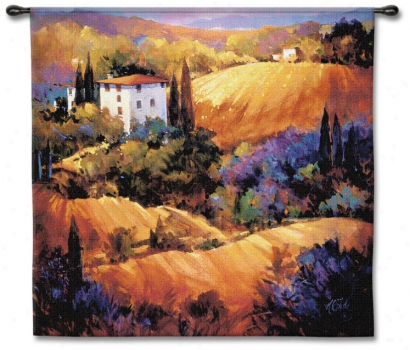 Villa On The Hillside 53" Square Wall Tapestry (j8630)