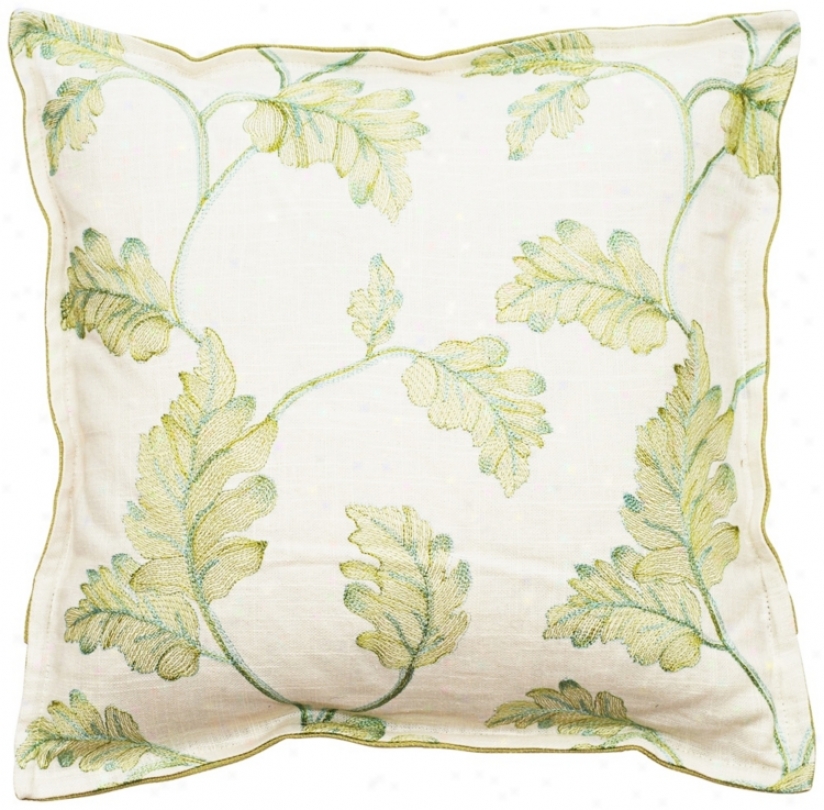 Vintage Garden Spring Green And White 18" Square Pillow (t6202)