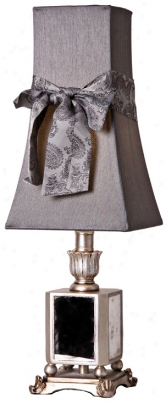 Vintage Silver Mirror Accent Table Lamp (n1738)