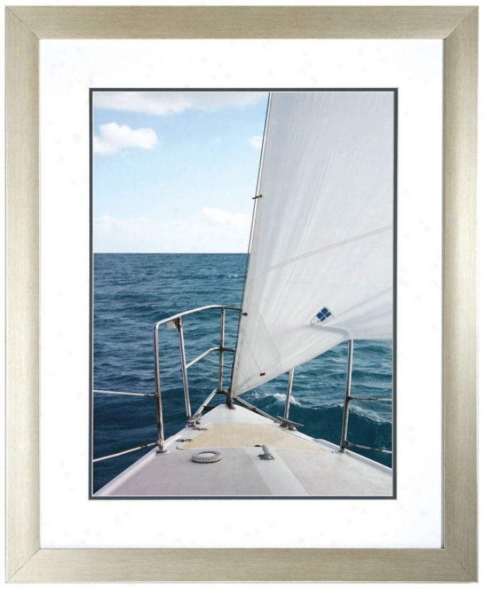 Voyage I 34" High Framed Sailboat Wall Aft Print (v6958)