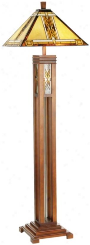 Walnut Mission Tiffany Style Night Light Floor Lamp (28662)