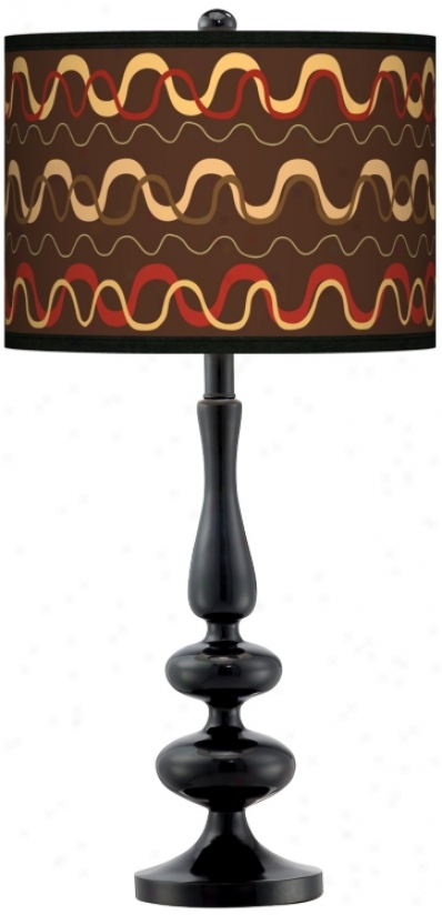 Wave Stitch Giclee Paley Black Table Lamp (m5714-p9147)