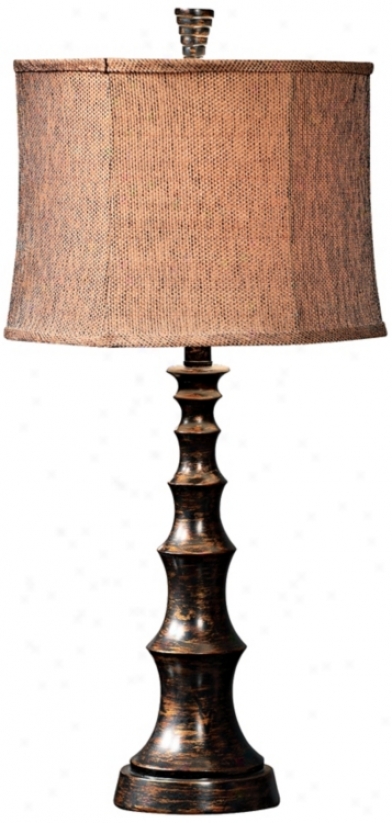 Weathered Bronze Tweedy Lineb Tzble Lamp (j1235)