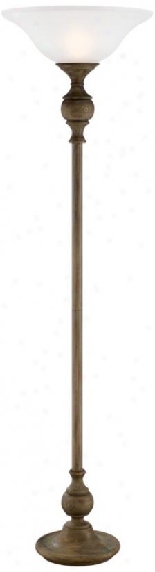 Weathered Faux Wood Finish Torchiere Floor Lamp (t6386)