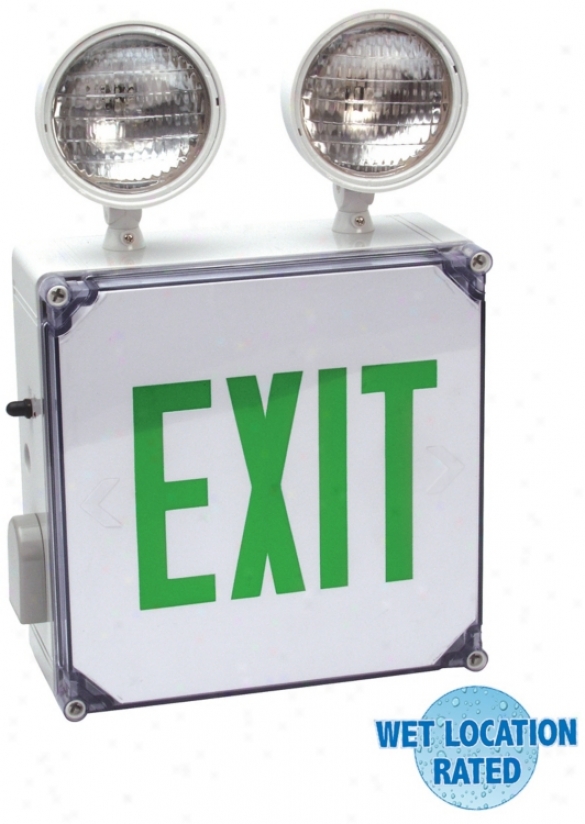 Wet Location Green Emergency Light Exit Sign (54403)