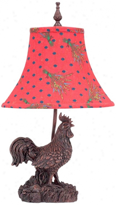 Wheatland Rooster Red And Blue Polka Dot Shade Accent Lamp (v3299)