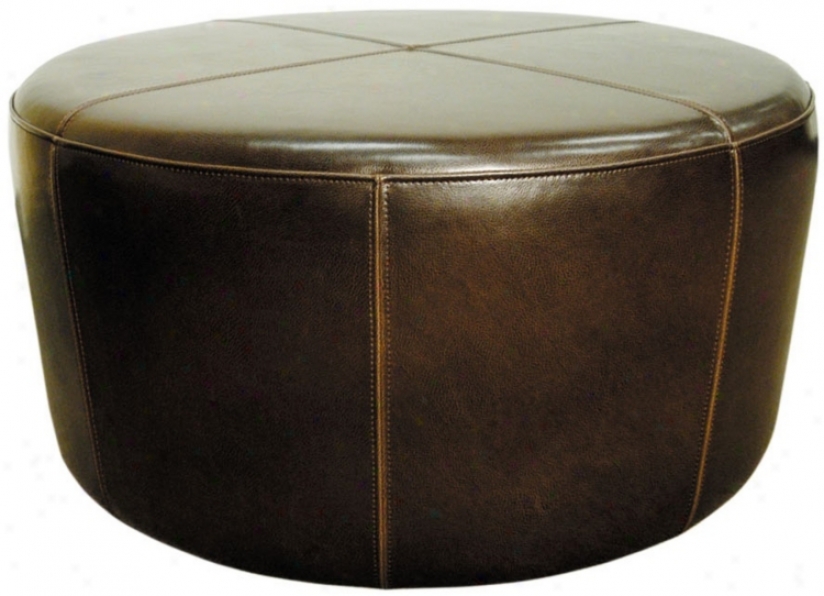 Wheel Mocha Bicast Leather Ottoman (t7335)