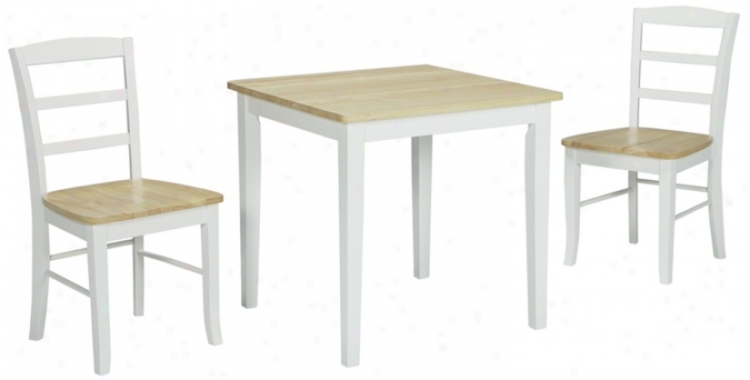 White And Naturwl Wood Table And Dining Chairs (u4297)