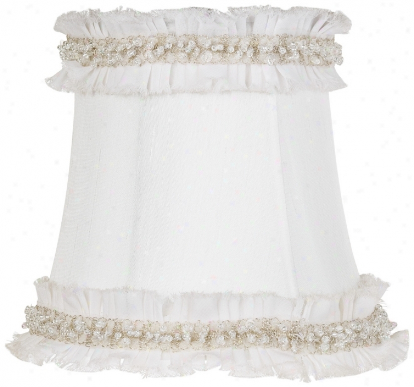 White Fabric With Bead Trim Shade 4x5.5x5 (clip-on) (t2360)