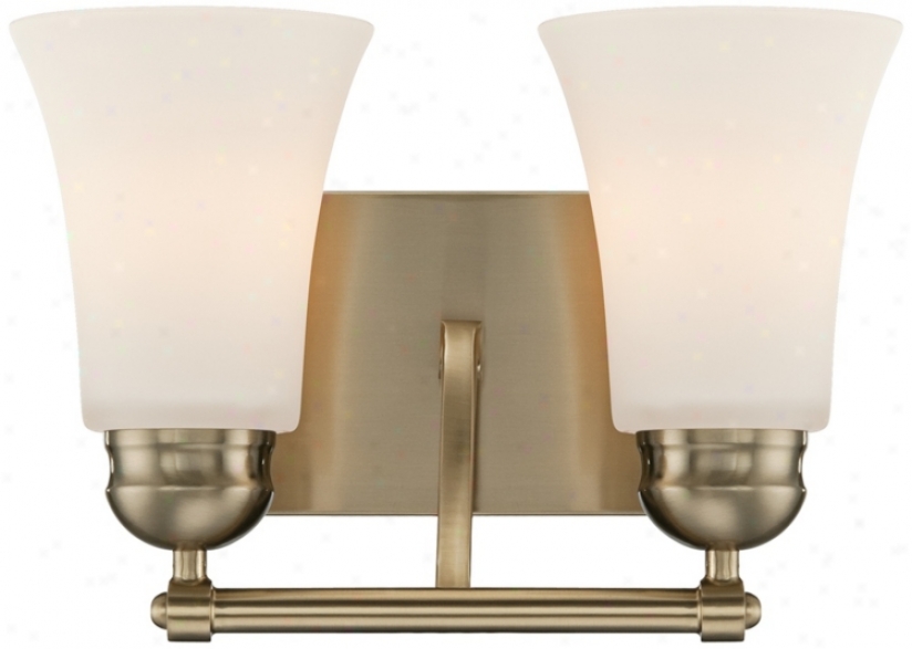 White Glass 12" Wide Brushed Brass Bathroom Light Fixture (u8278)