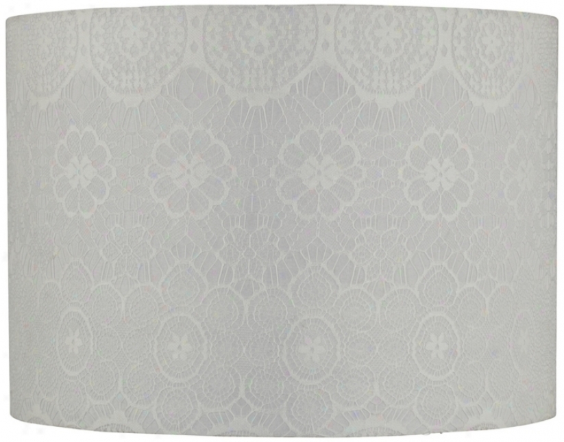 White Lace Linen Drum Shade14x14x10 (spider) (v6853)