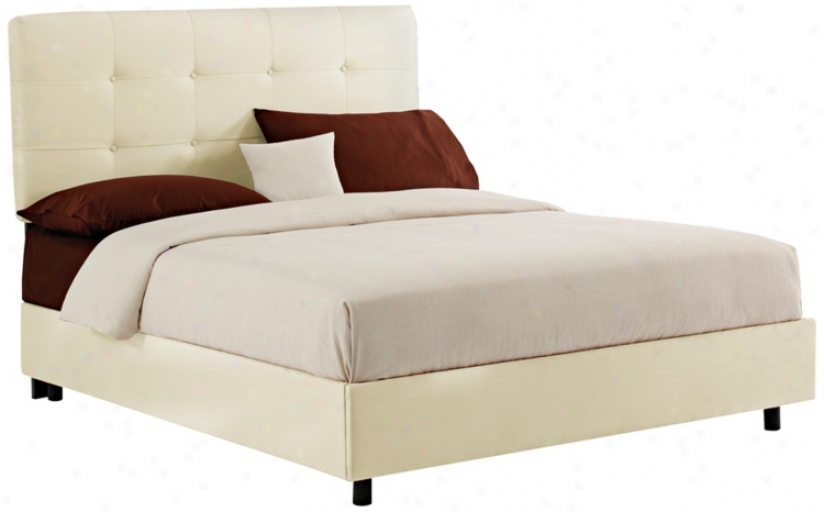 White Microsuede Tufted Receptacle (queen) (n6210)