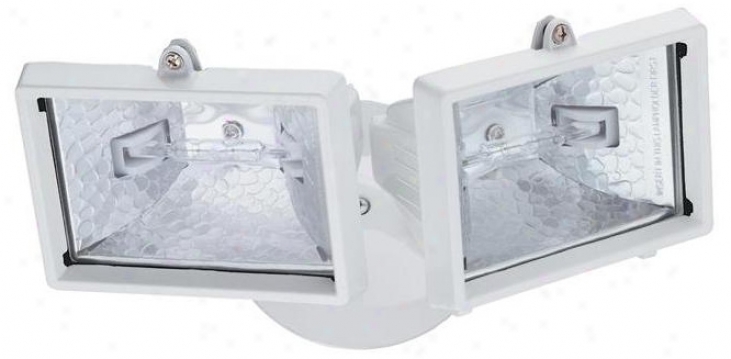 White Mini Twin Head Halogen Outdoor Flood Wall Light (h9573)