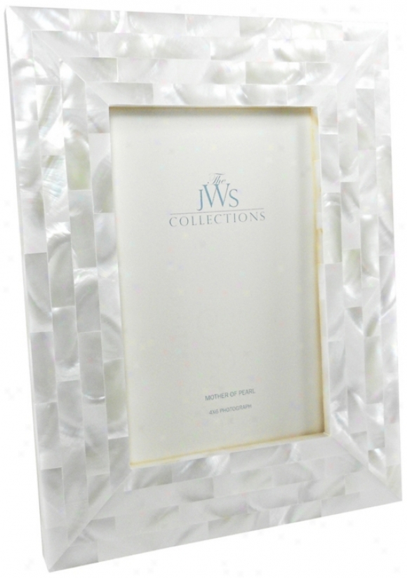 White Mother Of Pearl 4x6 Photo Frame (w5087)