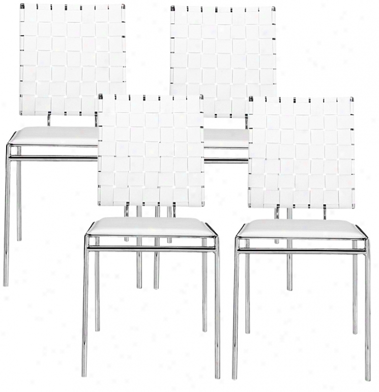 White Set Of Four Criss Crsos Chairs (g4182)