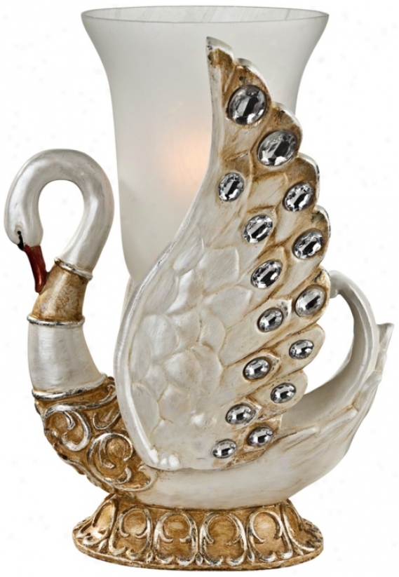White Swan Jeweled Accent Lamp (t8577)