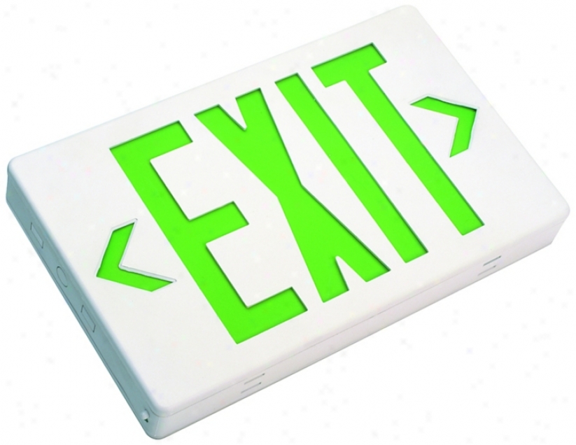 Wite With Green Top/side Led Exit Sign With Battery Backup (45665)