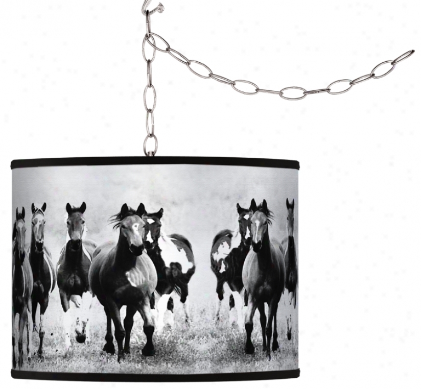 Wild Horses Giclee Swag Style Plug-in Chandelier (f9542-h7632)