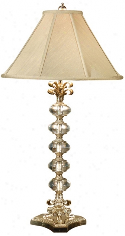 Wildwood Brass And Crystal Beads Buffet Table Lamp (p4113)