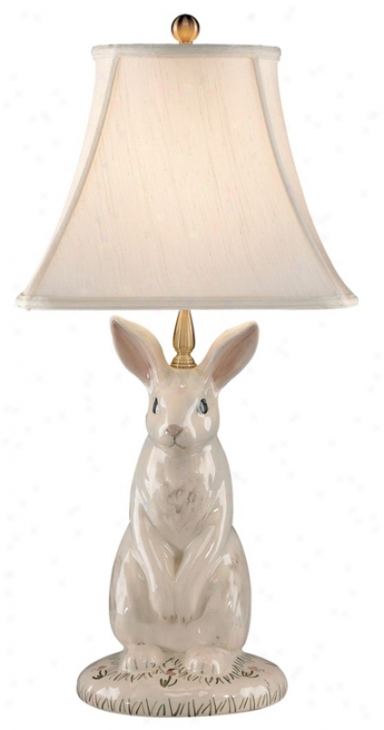 Wildwood Hand-painted Porcelain Dignified Rabbit Table Lamp (p4148)
